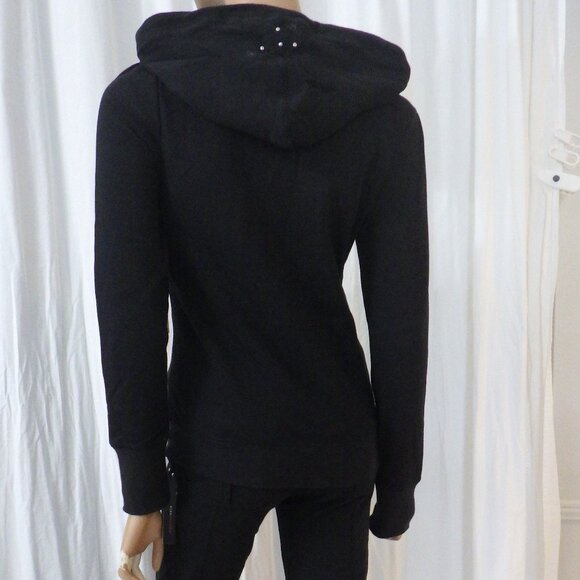 NWT BCBG sz SM MED LG XL BLK ON BLK APPLIQUE 100% COTTON 2 PIECE TRACKSUIT - Picture 15 of 16